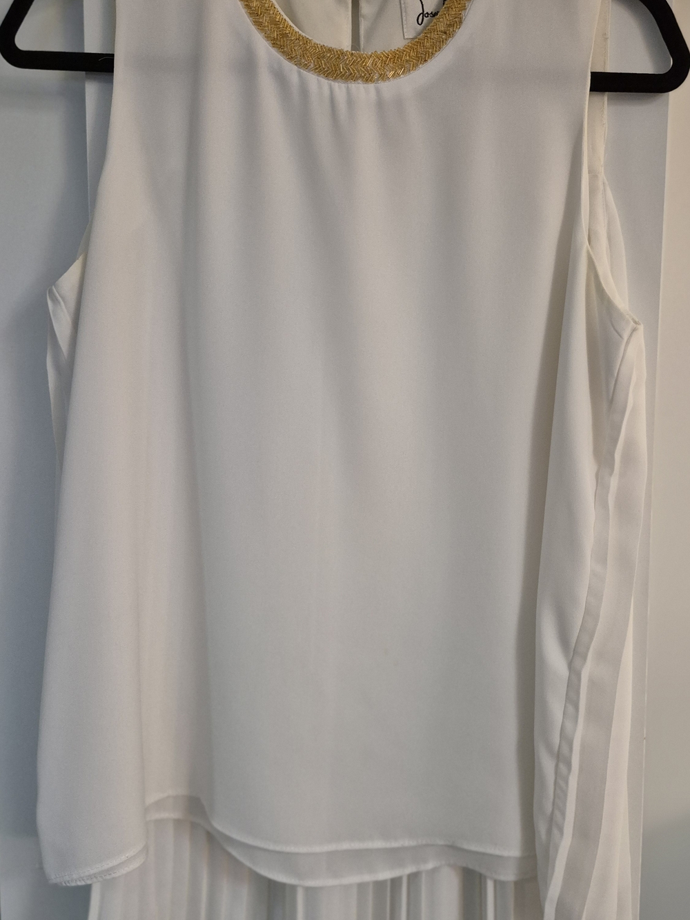 Joseph Ribkoff White Sleeveless Camisole with Gold Trim